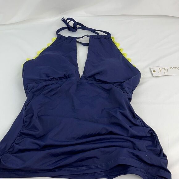 Anne Cole Navy Blue Halter Tankini Top Size S - Picture 4 of 8